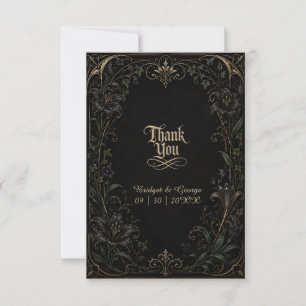 Tarjeta De Agradecimiento Boda dorada de lirio hiedra gótica medieval