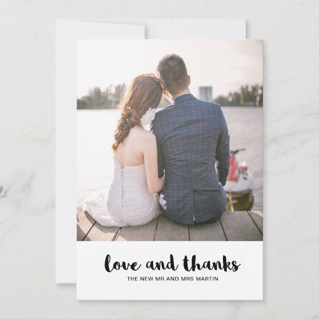 Tarjeta De Agradecimiento Boda Dots Love and Gracias Photo (Anverso)