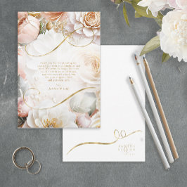 Tarjeta De Agradecimiento Boda Drama Floral Gracias Blanco ID1022