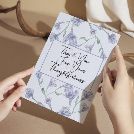 Tarjeta De Agradecimiento Boda Dusty Blue Floral Watercolor