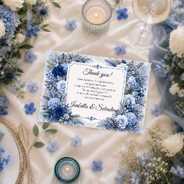 Tarjeta De Agradecimiento Boda Elegancia Azul Invernal Encantada