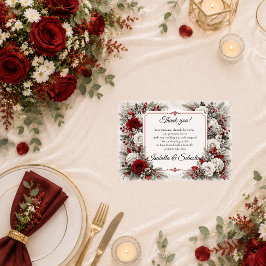 Tarjeta De Agradecimiento Boda Elegancia de Bayas de Invierno Romántico