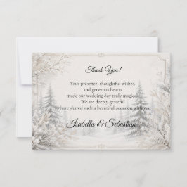 Tarjeta De Agradecimiento Boda Elegancia Invernal Atemporal del Bosque