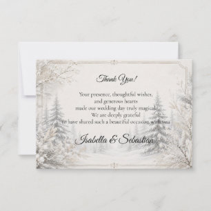 Tarjeta De Agradecimiento Boda Elegancia Invernal Atemporal del Bosque