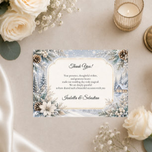 Tarjeta De Agradecimiento Boda Elegancia Invernal Encantada