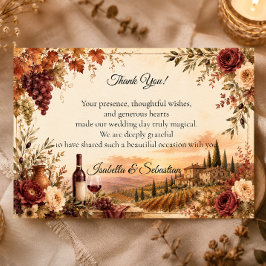 Tarjeta De Agradecimiento Boda Elegancia Otoñal Viñedo Rústico