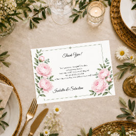 Tarjeta De Agradecimiento Boda Elegancia Peonía Rosada Romántica