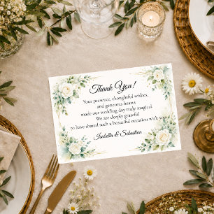 Tarjeta De Agradecimiento Boda Elegancia Rosa Marfil Atemporal