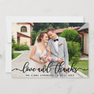 Tarjeta De Agradecimiento Boda Elegant Script Love and Gracias Photo