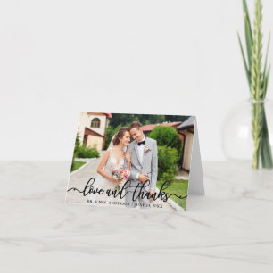 Tarjeta De Agradecimiento Boda Elegant Script Love and Gracias Photo Note