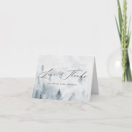 Tarjeta De Agradecimiento Boda Elegante Bosque de Invierno Amor & Gracias