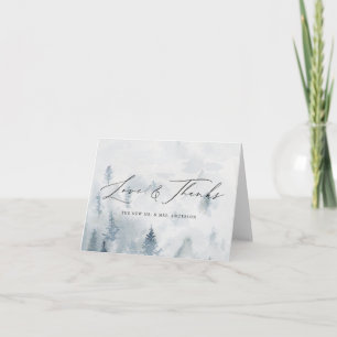 Tarjeta De Agradecimiento Boda Elegante Bosque de Invierno Amor & Gracias