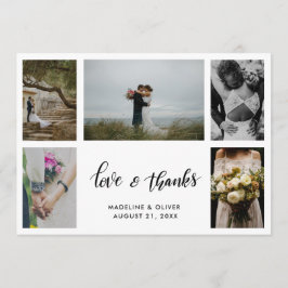 Tarjeta De Agradecimiento Boda elegante cinco fotos | guión de amor y agrade