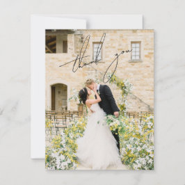 Tarjeta De Agradecimiento Boda elegante clásica de fotos en blanco y negro