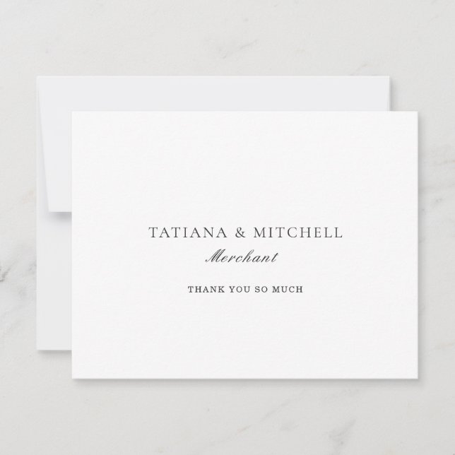 Tarjeta De Agradecimiento Boda elegante clásica en blanco y negro (Anverso)