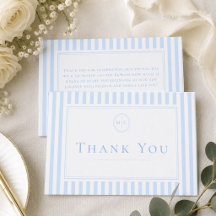 Boda Elegante Clásico con Raya Azul y Monograma