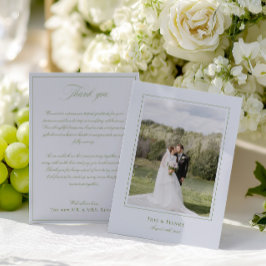 Tarjeta De Agradecimiento Boda elegante clásico Sage verde y azul