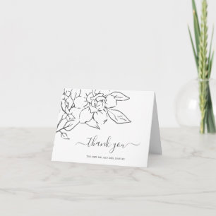 Tarjeta De Agradecimiento Boda elegante con arte de línea neutral floral