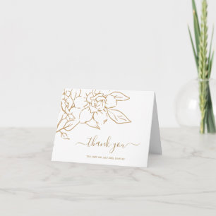 Tarjeta De Agradecimiento Boda elegante con estilo floral de la línea de oro