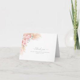 Tarjeta De Agradecimiento Boda elegante con flores de pampas gracias
