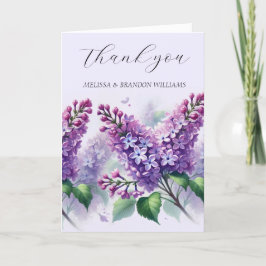 Tarjeta De Agradecimiento Boda elegante con flores moradas de Lilac gracias