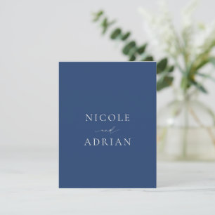 Tarjeta De Agradecimiento Boda elegante con foto azul de la Marina Clásica