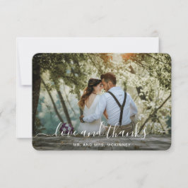 Tarjeta De Agradecimiento Boda elegante con foto moderna
