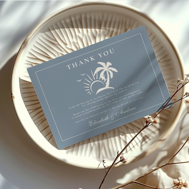 Tarjeta De Agradecimiento Boda Elegante con Palma Dibujada a Mano (Subido por el creador)