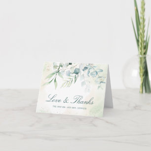 Tarjeta De Agradecimiento Boda elegante con vegetación de eucalipto