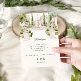 Tarjeta De Agradecimiento Boda elegante de acuarela en jardín de mansión