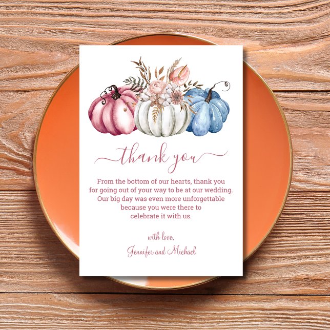 Tarjeta De Agradecimiento boda elegante de calabazas acuáticas de otoño (Subido por el creador)