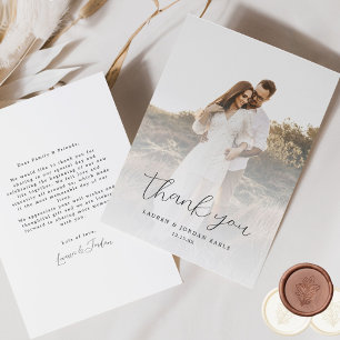 Tarjeta De Agradecimiento Boda elegante de caligrafía foto