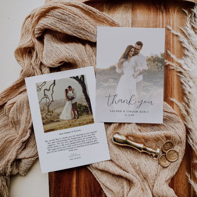 Tarjeta De Agradecimiento Boda elegante de caligrafía foto (Subido por el creador)