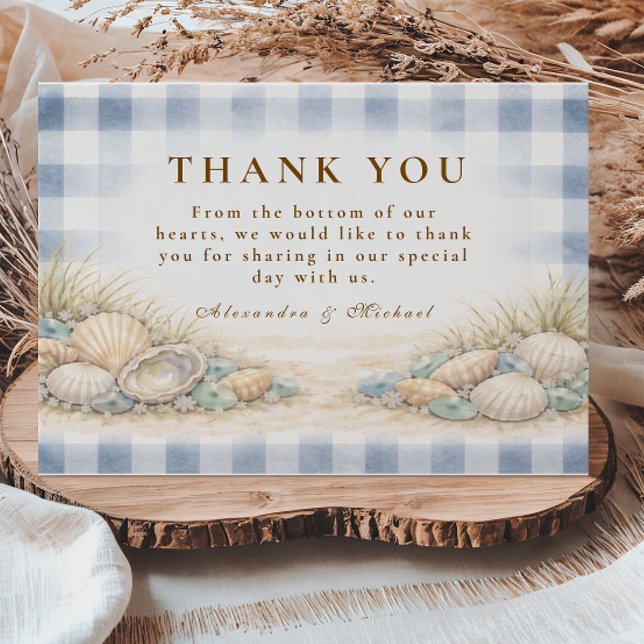 Tarjeta De Agradecimiento Boda elegante de conchas junto al mar (Subido por el creador)