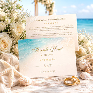 Tarjeta De Agradecimiento Boda elegante de estrellas de mar del océano azul