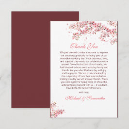 Tarjeta De Agradecimiento Boda elegante de flor de cerezo