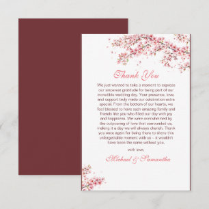 Tarjeta De Agradecimiento Boda elegante de flor de cerezo