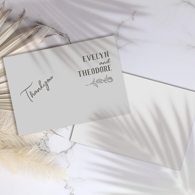 Tarjeta De Agradecimiento Boda elegante de flor de línea neutra (Subido por el creador)