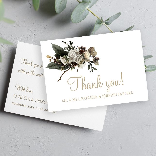 Tarjeta De Agradecimiento Boda elegante de flores blancas gracias (Subido por el creador)