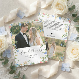 Tarjeta De Agradecimiento Boda Elegante de Flores Silvestres