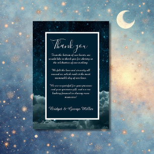 Tarjeta De Agradecimiento boda elegante de galaxia azul