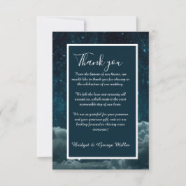 Tarjeta De Agradecimiento boda elegante de galaxia azul