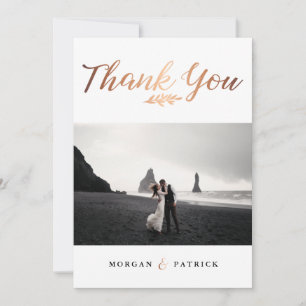 Tarjeta De Agradecimiento Boda elegante de guión dorado