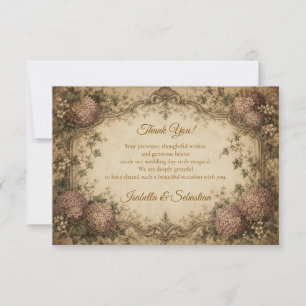 Tarjeta De Agradecimiento Boda elegante de hortensias vintage