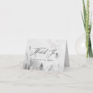 Tarjeta De Agradecimiento Boda elegante de invierno en el bosque gris