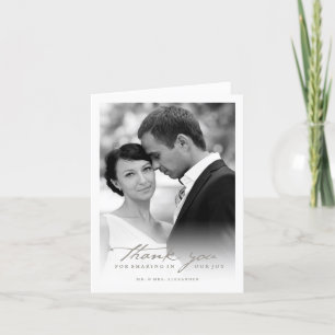 Tarjeta De Agradecimiento Boda elegante de la foto de la escritura romántica