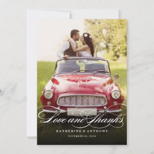 Tarjeta De Agradecimiento Boda elegante de la foto de la escritura romántica