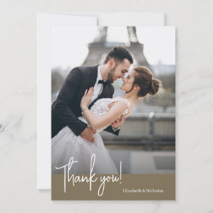 Tarjeta De Agradecimiento Boda elegante de Moda Brown