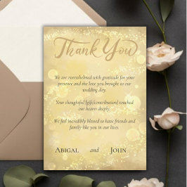 Tarjeta De Agradecimiento Boda elegante de oro