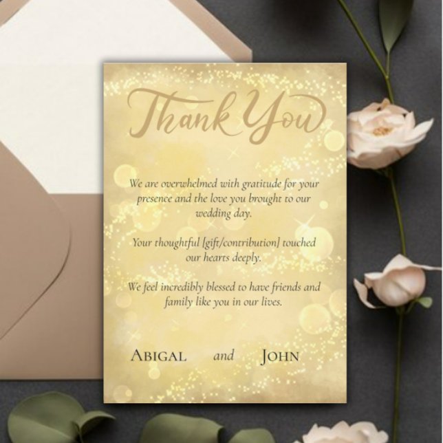 Tarjeta De Agradecimiento Boda elegante de oro (Subido por el creador)